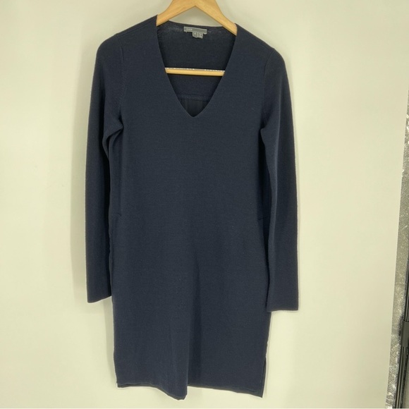 Vince Wool Dark Navy Blue Mixed Media Sweater Dress Size small - Picture 15 of 15
